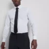 Camisa de botões elástica de corte justo