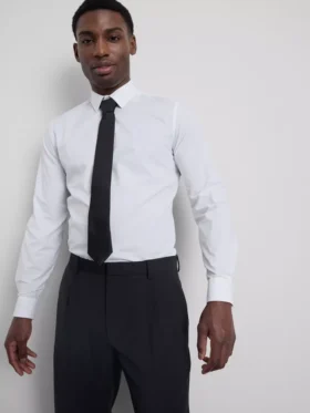 Camisa de botões elástica de corte justo