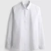 Camisa de botões elástica de corte justo