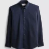 Camisa de botões elástica de corte justo