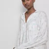 Camisa de dormir larga estilo «boyfriend» com estampado
