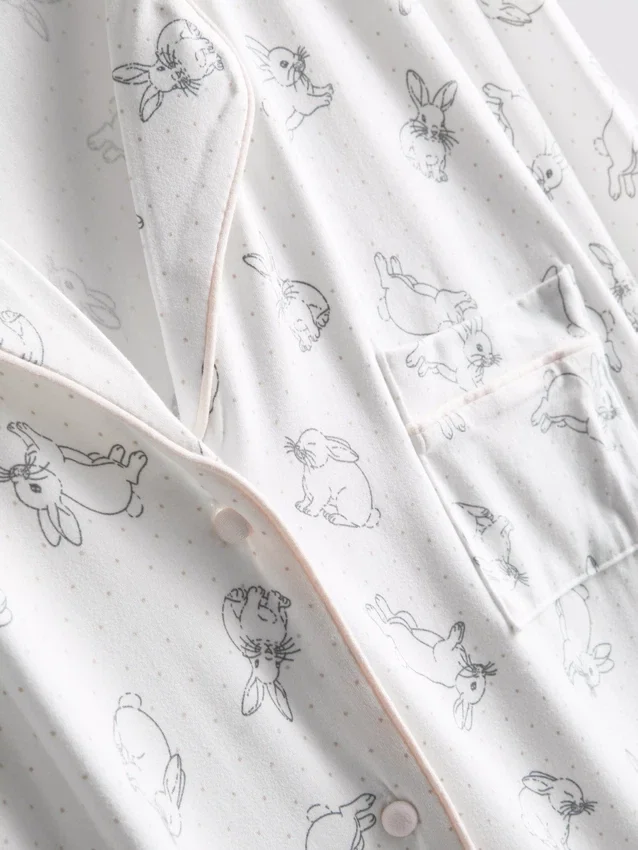 Camisa de dormir larga estilo «boyfriend» com estampado