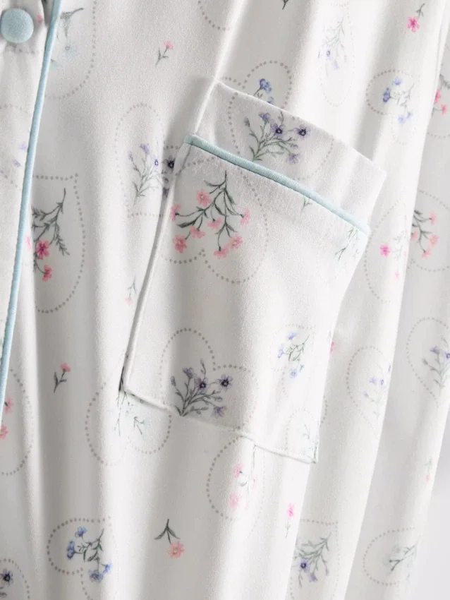 Camisa de dormir larga estilo «boyfriend» com estampado
