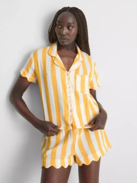 Camisa de pijama de algodão com folhos «Love to Lounge»