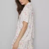 Camisa de pijama de calção de manga curta com padrão floral