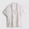 Camisa de pijama de calção de manga curta com padrão floral