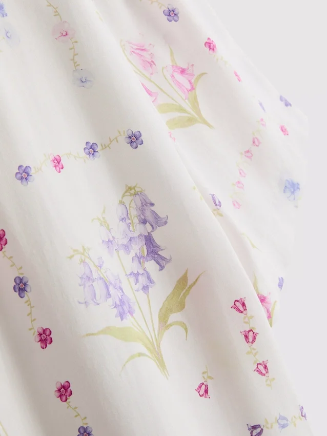 Camisa de pijama de calção de manga curta com padrão floral