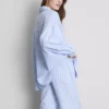 Camisa de pijama em algodão às riscas, estilo oxford