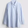 Camisa de pijama em algodão às riscas, estilo oxford