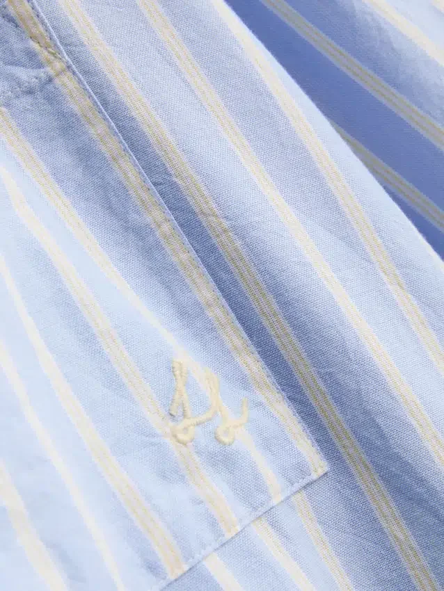 Camisa de pijama em algodão às riscas, estilo oxford