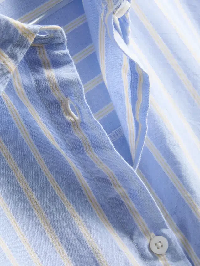 Camisa de pijama em algodão às riscas, estilo oxford