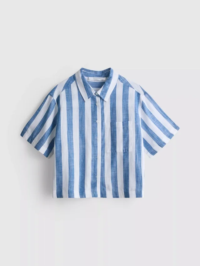 Camisa de praia de corte descontraído com riscas