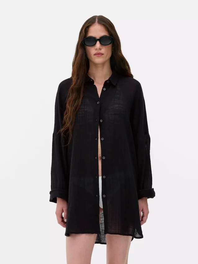 Camisa de praia transparente
