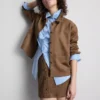 Camisa folgada em imitação de camurça