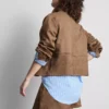 Camisa folgada em imitação de camurça