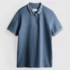 Camisa polo com gola com fecho e textura