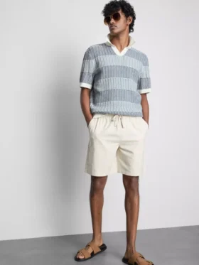 Camisa polo de malha com riscas texturizadas