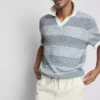 Camisa polo de malha com riscas texturizadas