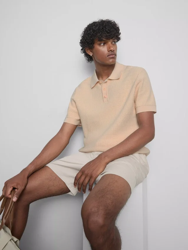 Camisa polo de malha texturada