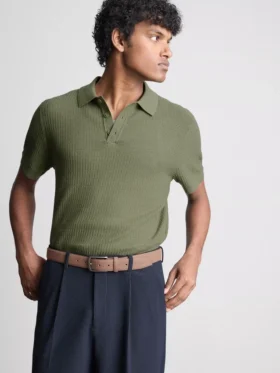 Camisa polo de malha texturada