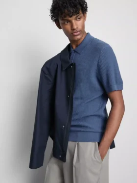 Camisa polo de malha texturada