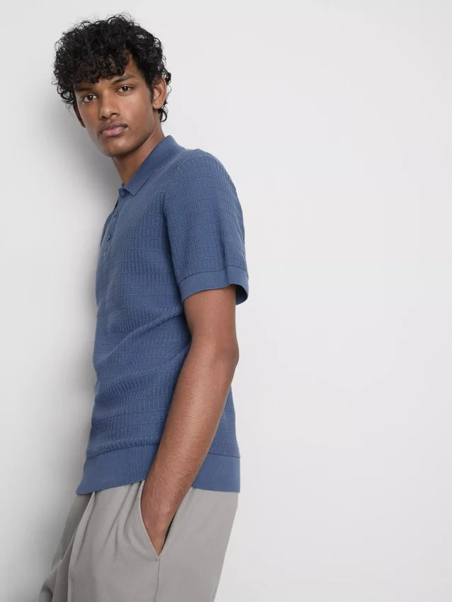 Camisa polo de malha texturada