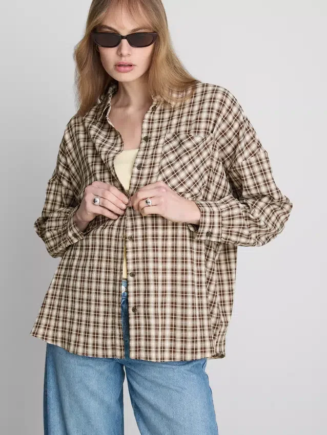 Camisa xadrez de corte descontraído