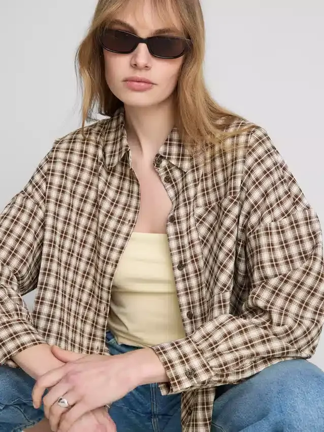 Camisa xadrez de corte descontraído