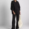 Camisas clássicas de mistura de algodão com botões