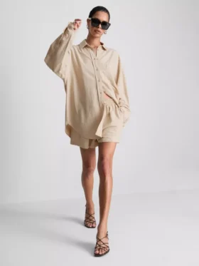 Camisas clássicas de mistura de algodão com botões