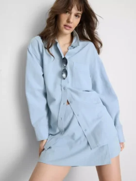 Camisas clássicas de mistura de algodão com botões