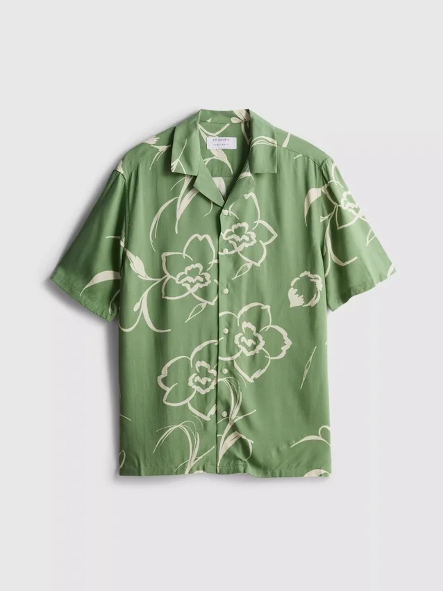 Camisas com colarinho reverso floral