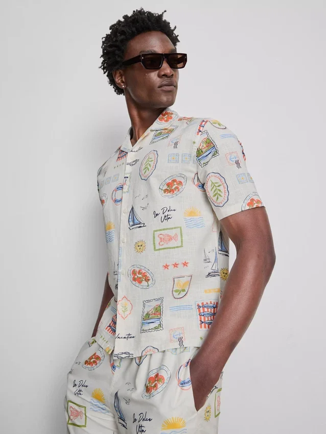 Camisas com gola revere «Postcard»