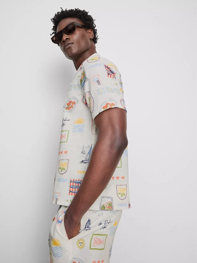 Camisas com gola revere «Postcard»