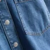 Camisas curtas e largas em ganga de algodão