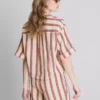 Camisas de algodão com riscas descontraídas