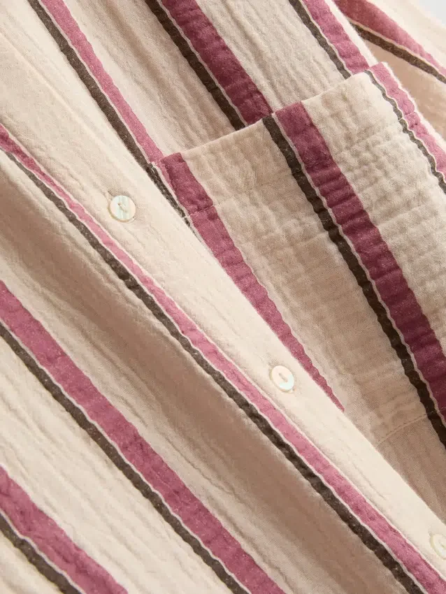 Camisas de algodão com riscas descontraídas