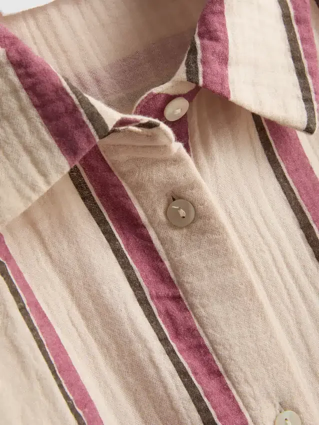 Camisas de algodão com riscas descontraídas