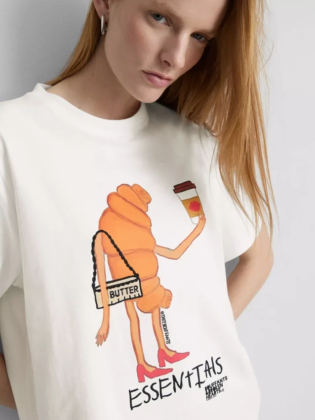 Camisas de algodão «Croissant» com motivos «Bouffants» e «corações partidos»