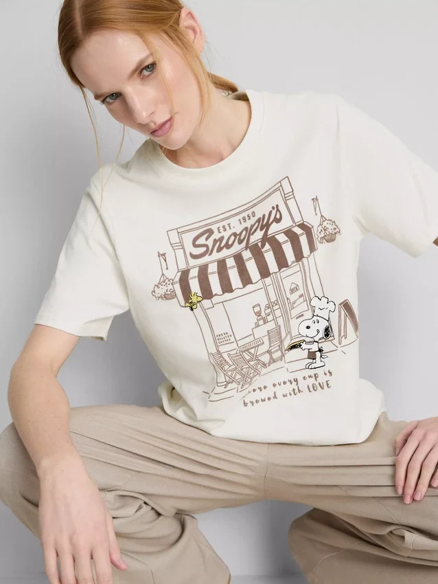 Camisas de algodão «Peanuts Snoopy Café»