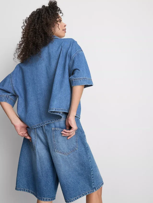 Camisas de ganga de manga curta