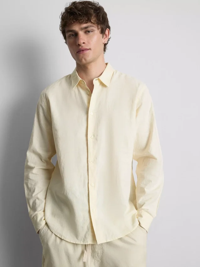 Camisas de manga comprida em mistura de linho
