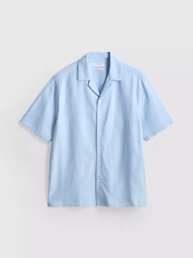 Camisas de manga curta em mistura de linho