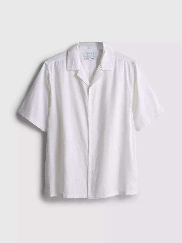 Camisas de manga curta em mistura de linho