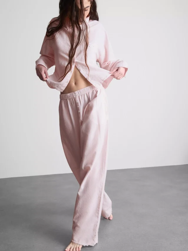 Camisas de pijama em tecido de algodão oxford