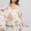 Camisas de praia de algodão estampadas com botões