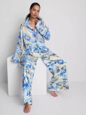 Camisas de praia de algodão estampadas com botões