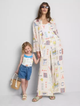 Camisas de praia de algodão estampadas com botões