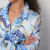 Camisas de praia de algodão estampadas com botões