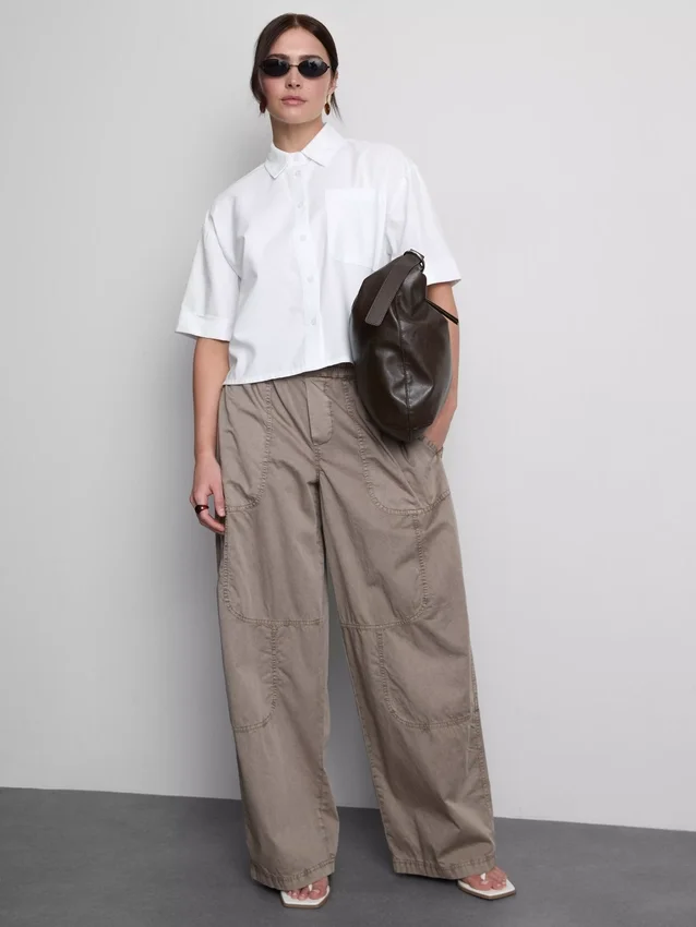 Camisas oxford curtas, de corte quadrado e manga curta